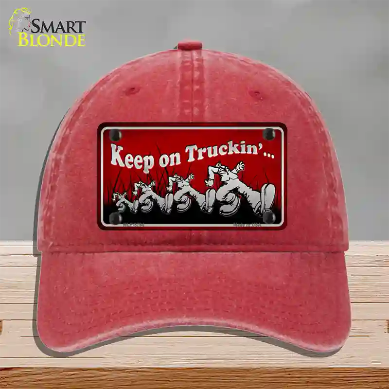 Keep On Trucking Novelty License Plate Hat Unconstructed Cotton / Red