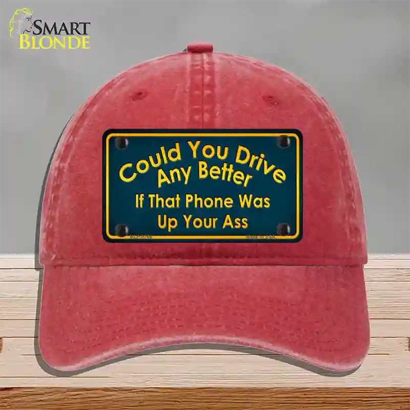 Could You Drive Novelty License Plate Hat Unconstructed Cotton / Red