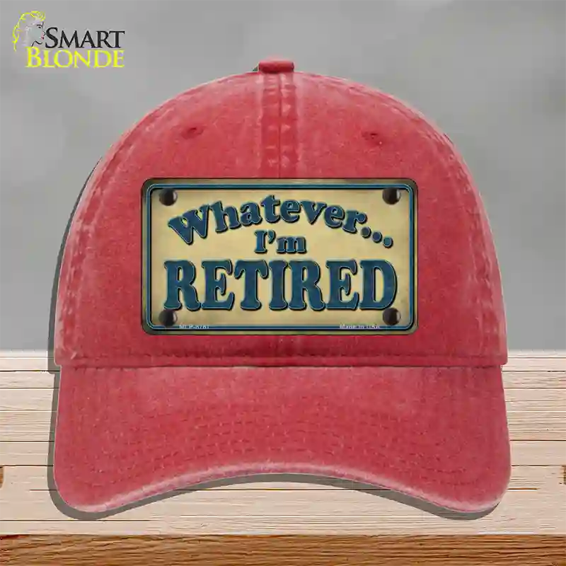 Whatever Im Retired Novelty License Plate Hat Unconstructed Cotton / Red