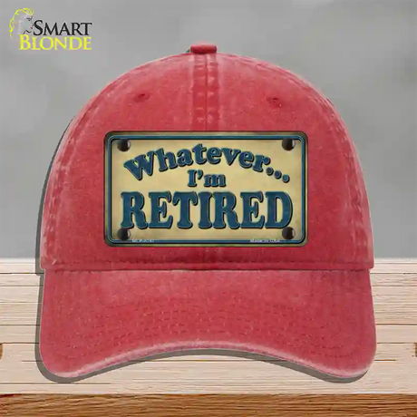 Whatever Im Retired Novelty License Plate Hat Unconstructed Cotton / Red