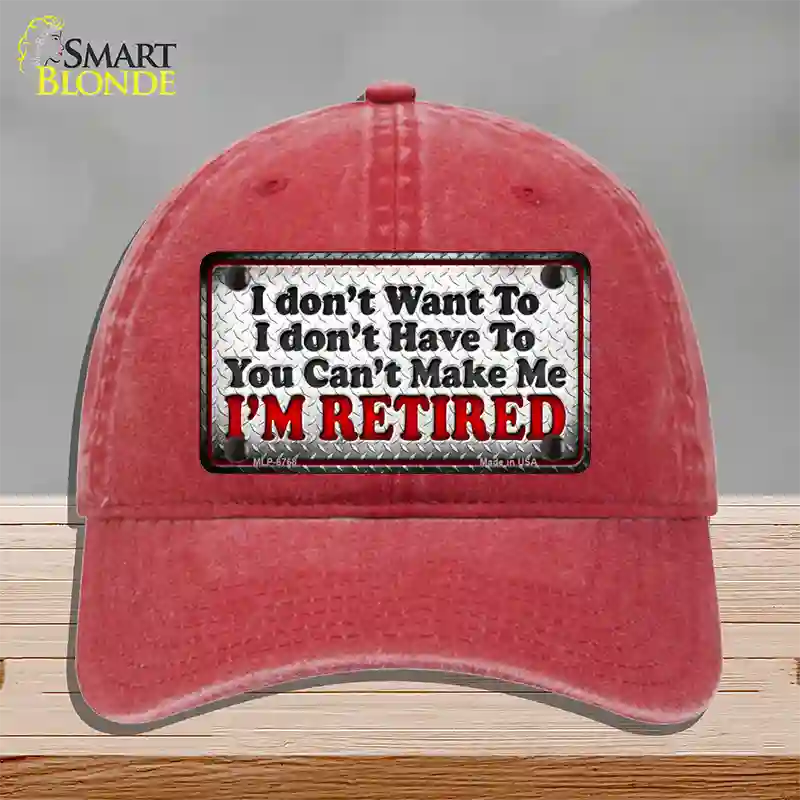 You Cant Make Me Novelty License Plate Hat Unconstructed Cotton / Red