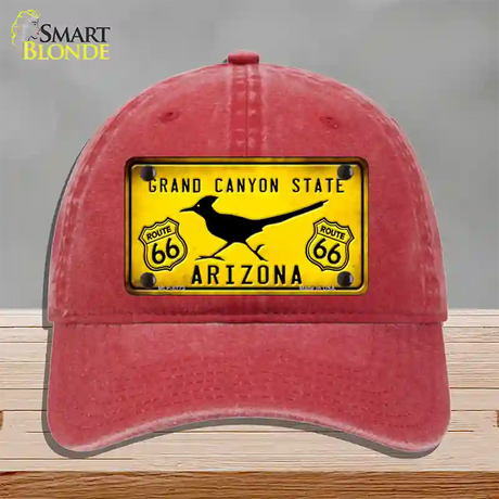 Arizona Grand Canyon With Route 66 Novelty License Plate Hat Unconstructed Cotton / Red