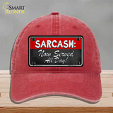 Sarcasm Novelty License Plate Hat Unconstructed Cotton / Red