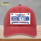 Horneytown North Carolina Novelty License Plate Hat Unconstructed Cotton / Red