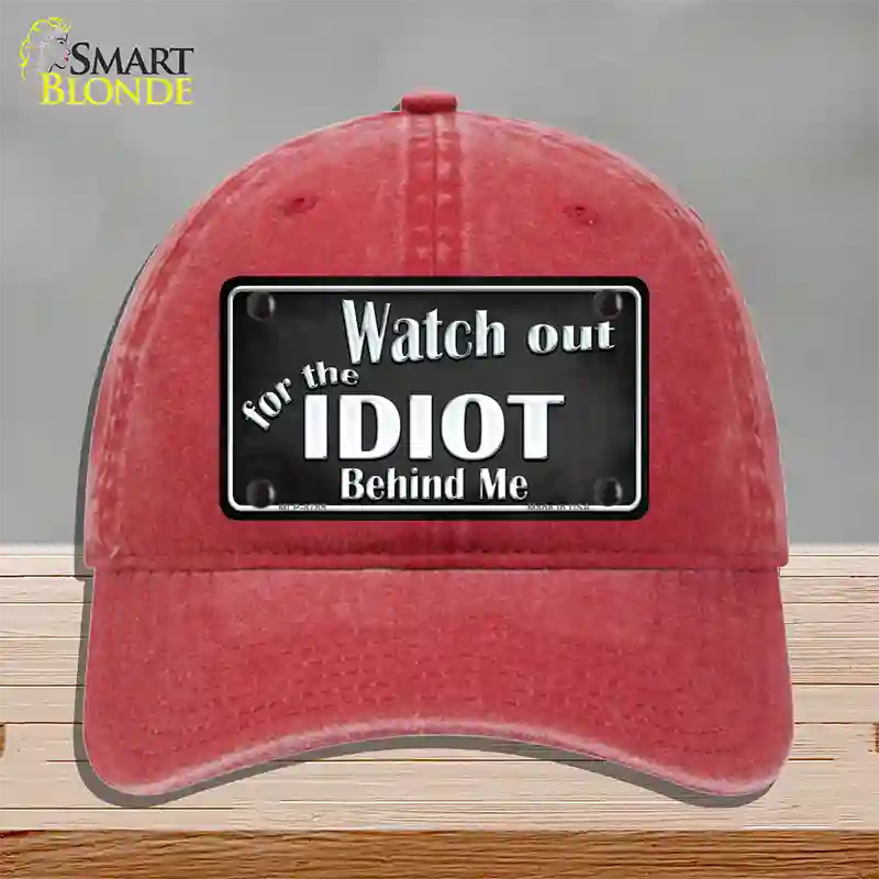 Watch Out Behind Me Novelty License Plate Hat Unconstructed Cotton / Red