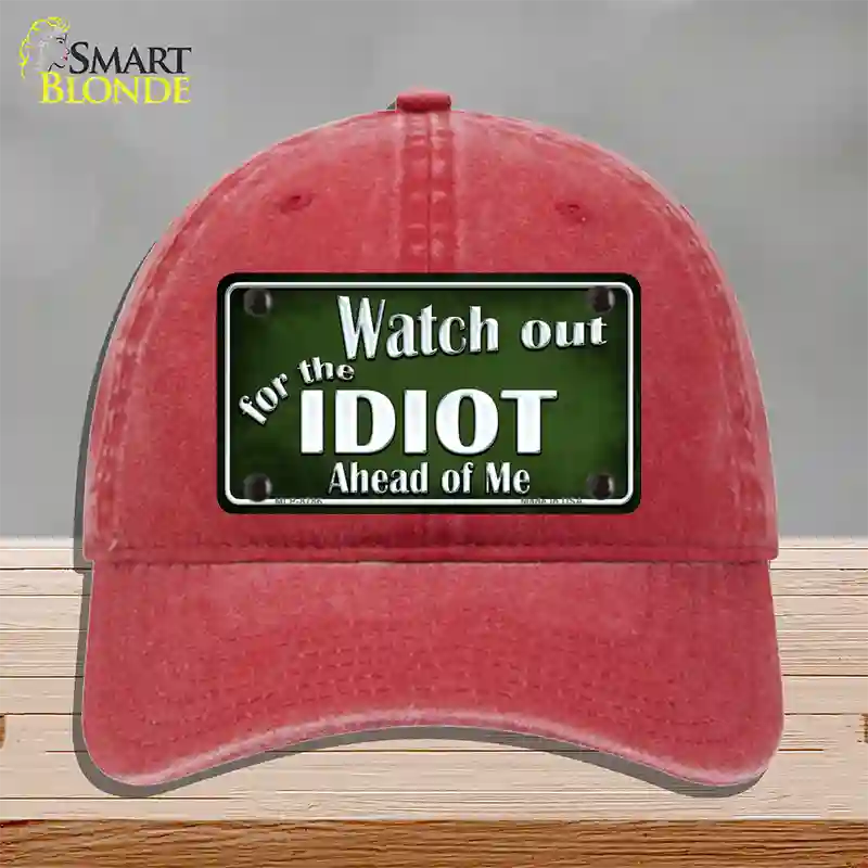 Watch Out Ahead Of Me Novelty License Plate Hat Unconstructed Cotton / Red