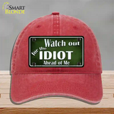 Watch Out Ahead Of Me Novelty License Plate Hat Unconstructed Cotton / Red