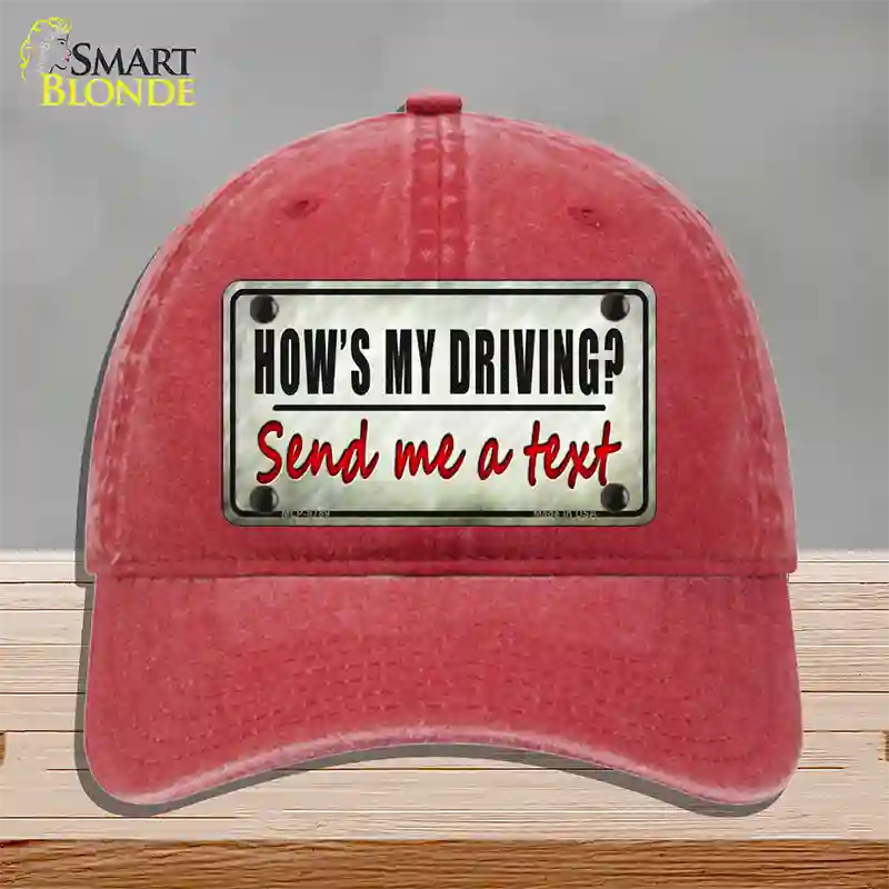 Send Me A Text Novelty License Plate Hat Unconstructed Cotton / Red