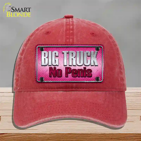 Big Truck No Penis Novelty License Plate Hat Unconstructed Cotton / Red