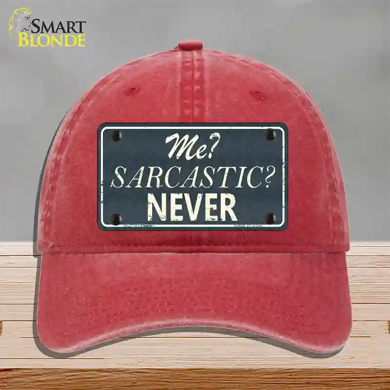 Me Sarcastic Never Novelty License Plate Hat Unconstructed Cotton / Red