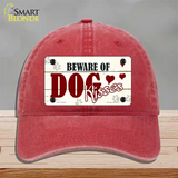 Beware of Dogs Novelty License Plate Hat Unconstructed Cotton / Red