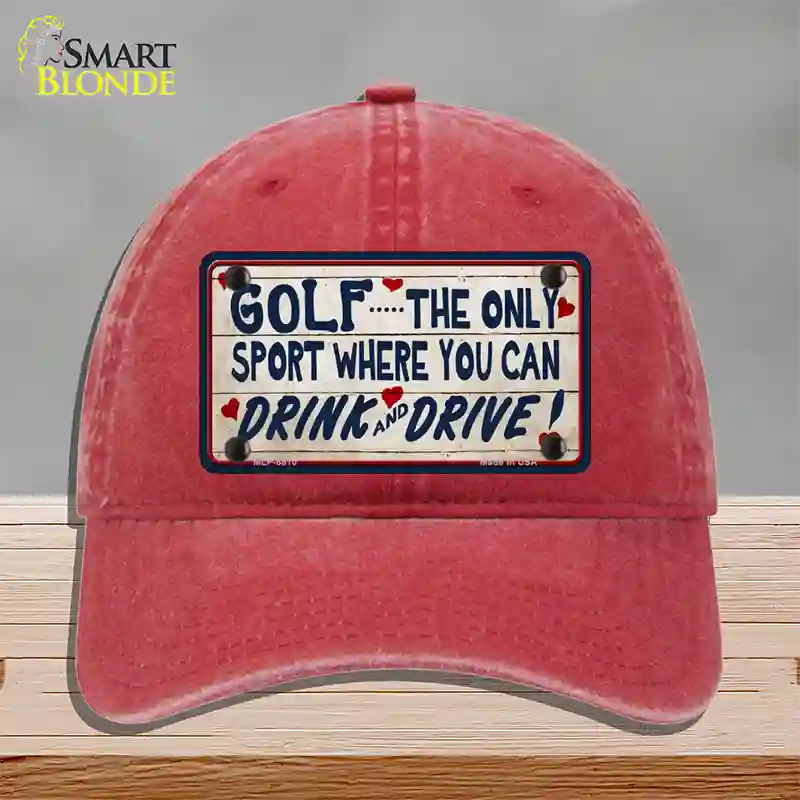 Drink And Drive Novelty License Plate Hat Unconstructed Cotton / Red