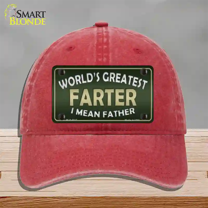 Greatest Farter Novelty License Plate Hat Unconstructed Cotton / Red