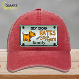 My Dog Hates Novelty License Plate Hat Unconstructed Cotton / Red