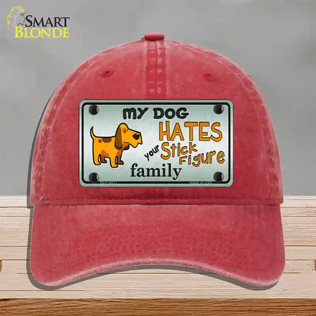 My Dog Hates Novelty License Plate Hat Unconstructed Cotton / Red