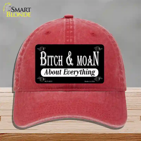 Bitch And Moan Novelty License Plate Hat Unconstructed Cotton / Red