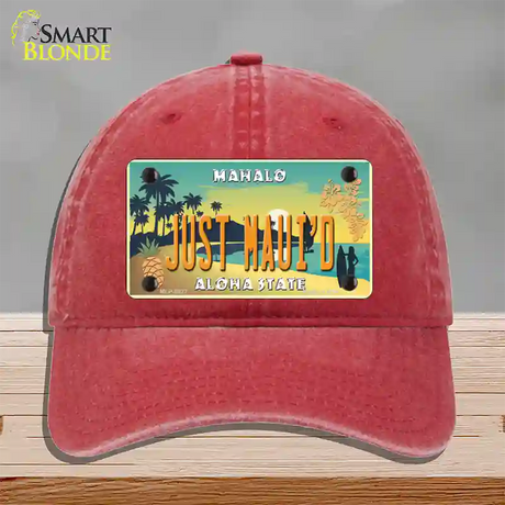 Just Mauid Vintage Novelty License Plate Hat Unconstructed Cotton / Red