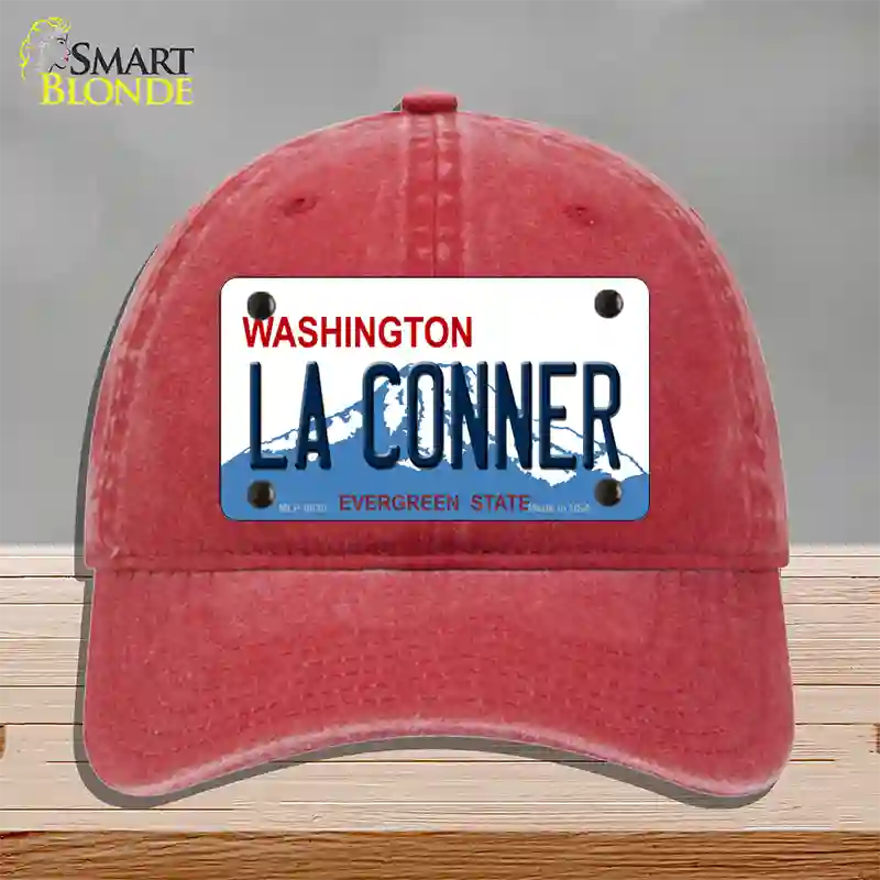 La Conner Washington Novelty License Plate Hat Unconstructed Cotton / Red