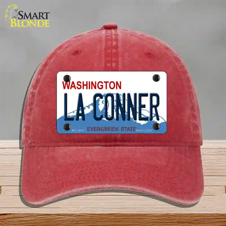 La Conner Washington Novelty License Plate Hat Unconstructed Cotton / Red