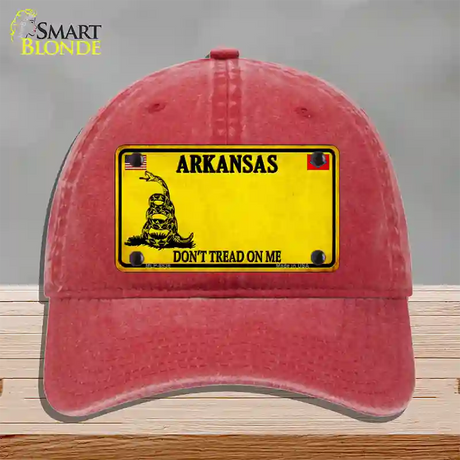 Arkansas State Novelty License Plate Hat Unconstructed Cotton / Red / Arkansas Dont Tread On Me (8836):https | Clean | Yes