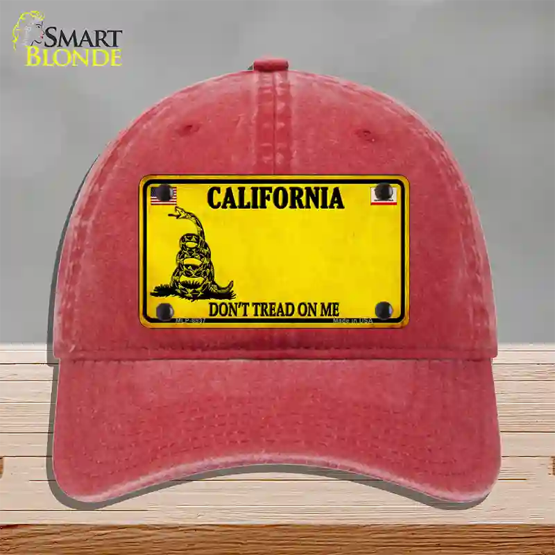 California Dont Tread On Me Novelty License Plate Hat Unconstructed Cotton / Red