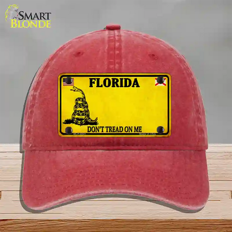 Florida Dont Tread On Me Novelty License Plate Hat Unconstructed Cotton / Red