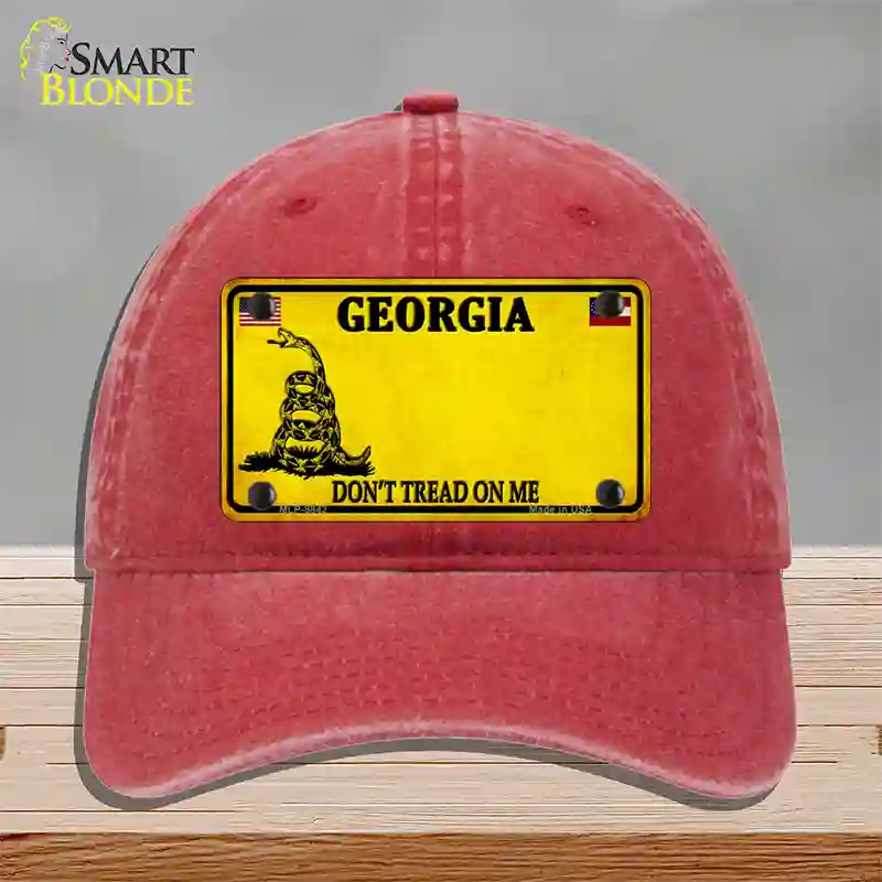 Georgia Dont Tread On Me Novelty License Plate Hat Unconstructed Cotton / Red