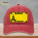 Hawaii Dont Tread On Me Novelty License Plate Hat Unconstructed Cotton / Red