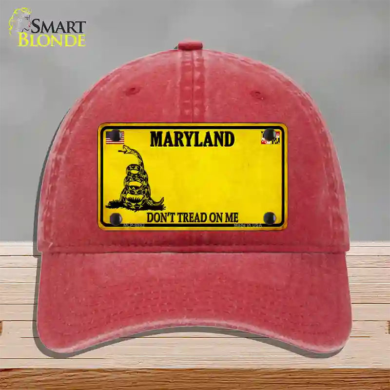 Maryland Dont Tread On Me Novelty License Plate Hat Unconstructed Cotton / Red