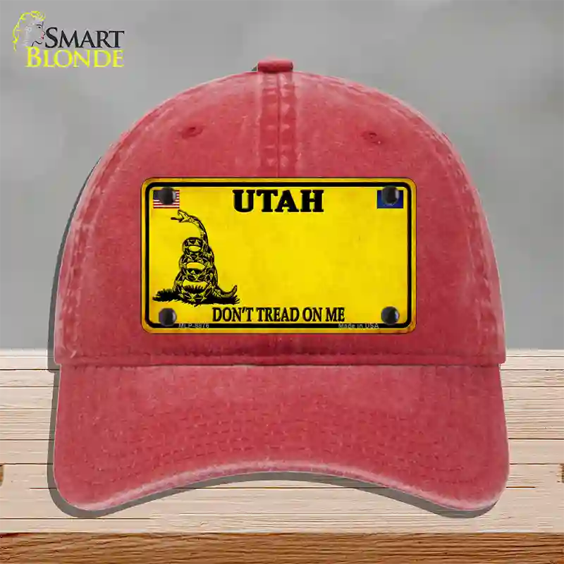 Utah Dont Tread On Me Novelty License Plate Hat Unconstructed Cotton / Red