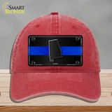 Alabama Thin Blue Line Novelty License Plate Hat Unconstructed Cotton / Red