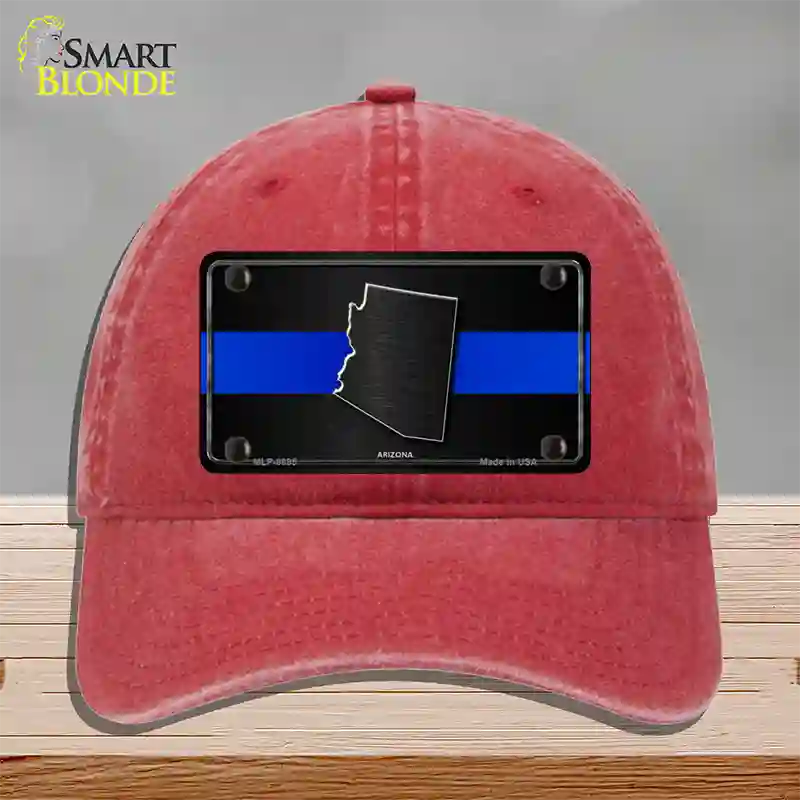 Arizona Thin Blue Line Novelty License Plate Hat Unconstructed Cotton / Red