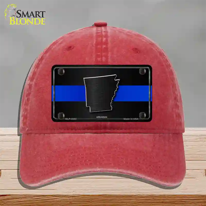 Arkansas Thin Blue Line Novelty License Plate Hat Unconstructed Cotton / Red