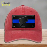 Connecticut Thin Blue Line Novelty License Plate Hat Unconstructed Cotton / Red