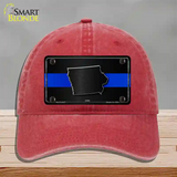 Iowa Thin Blue Line Novelty License Plate Hat Unconstructed Cotton / Red