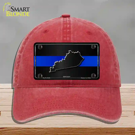 Kentucky Thin Blue Line Novelty License Plate Hat Unconstructed Cotton / Red