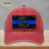 Louisiana Thin Blue Line Novelty License Plate Hat Unconstructed Cotton / Red