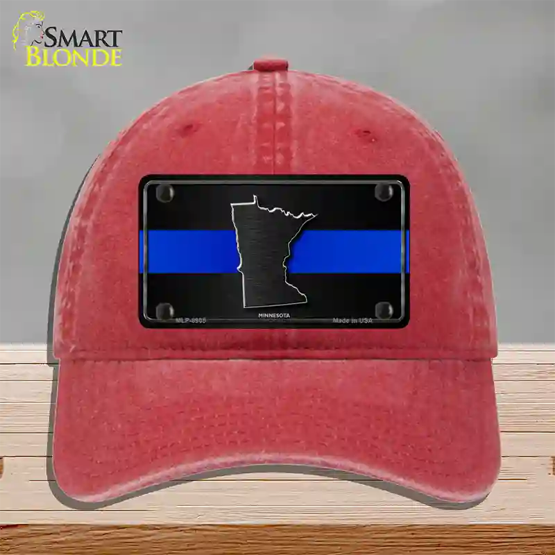 Minnesota Thin Blue Line Novelty License Plate Hat Unconstructed Cotton / Red