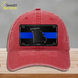 Missouri Thin Blue Line Novelty License Plate Hat Unconstructed Cotton / Red