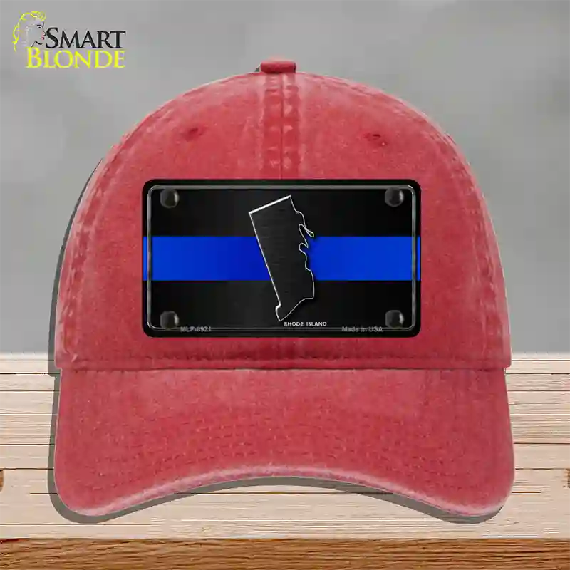 Rhode Island Thin Blue Line Novelty License Plate Hat Unconstructed Cotton / Red