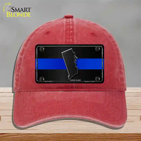 Rhode Island Thin Blue Line Novelty License Plate Hat Unconstructed Cotton / Red