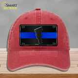 Vermont Thin Blue Line Novelty License Plate Hat Unconstructed Cotton / Red