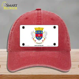 Saint Barthelemy Novelty License Plate Hat Unconstructed Cotton / Red