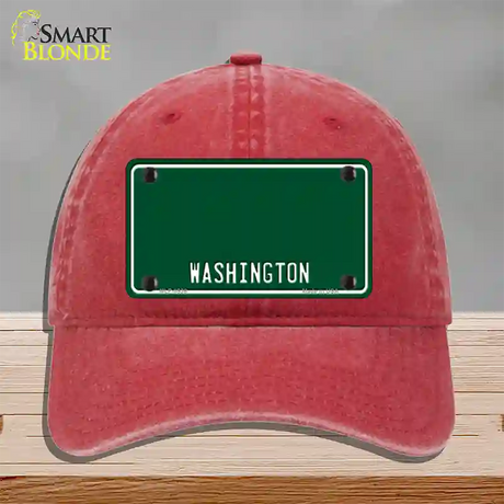 Washington Green Novelty License Plate Hat Unconstructed Cotton / Red