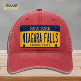 Niagara Falls New York Novelty License Plate Hat Unconstructed Cotton / Red