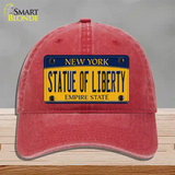 Statue of Liberty New York Novelty License Plate Hat Unconstructed Cotton / Red