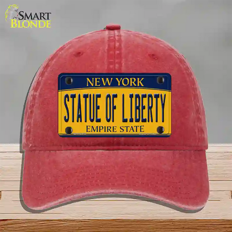 Statue of Liberty New York Novelty License Plate Hat Unconstructed Cotton / Red