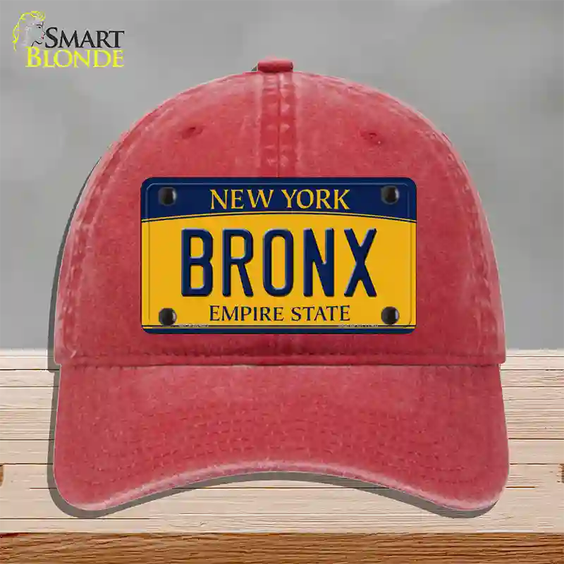 Bronx New York Novelty License Plate Hat Unconstructed Cotton / Red