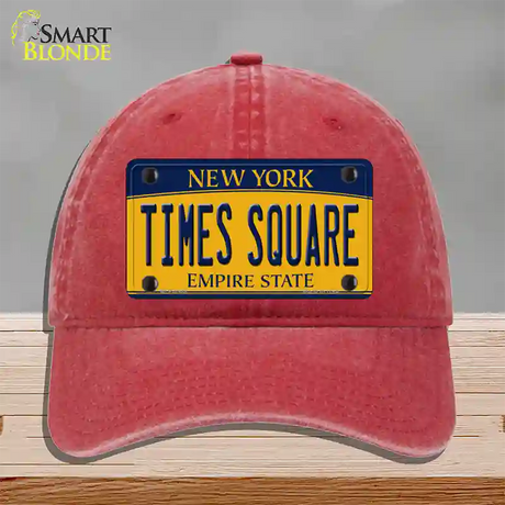 Times Square New York Novelty License Plate Hat Unconstructed Cotton / Red