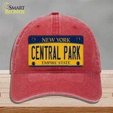 Central Park Yellow New York Novelty License Plate Hat Unconstructed Cotton / Red